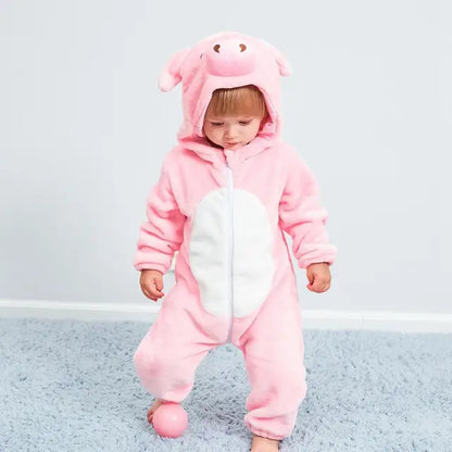 Cute Animals Baby Onesies - SnugglePals-Pink Pig-0-6 months-Nora Luxe