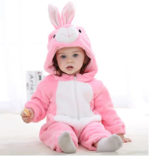 Cute Animals Baby Onesies - SnugglePals-Pink Rabbit-0-6 months-Nora Luxe