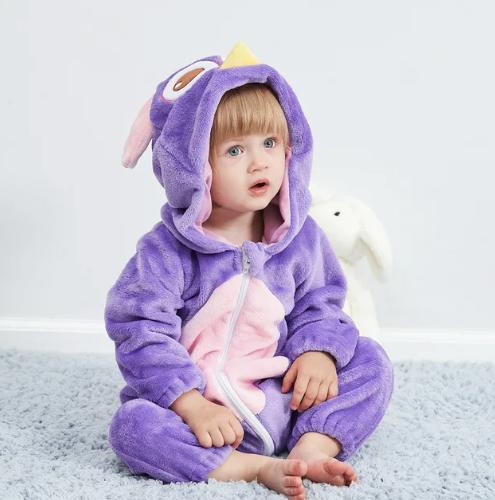 Cute Animals Baby Onesies - SnugglePals-Purple Owl-0-6 months-Nora Luxe