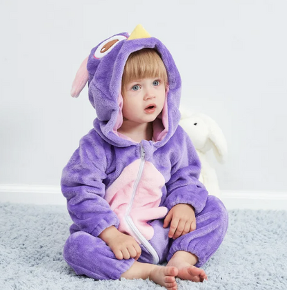 Cute Animals Baby Onesies - SnugglePals-Purple Owl-0-6 months-Nora Luxe
