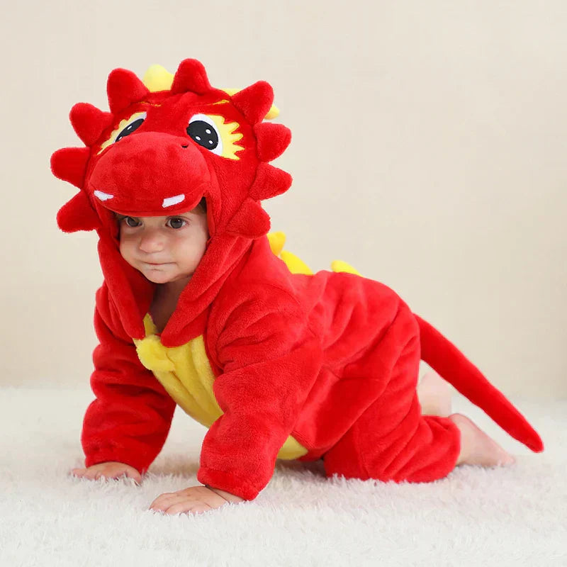 Cute Animals Baby Onesies - SnugglePals-Red dinosaur-0-6 months-Nora Luxe