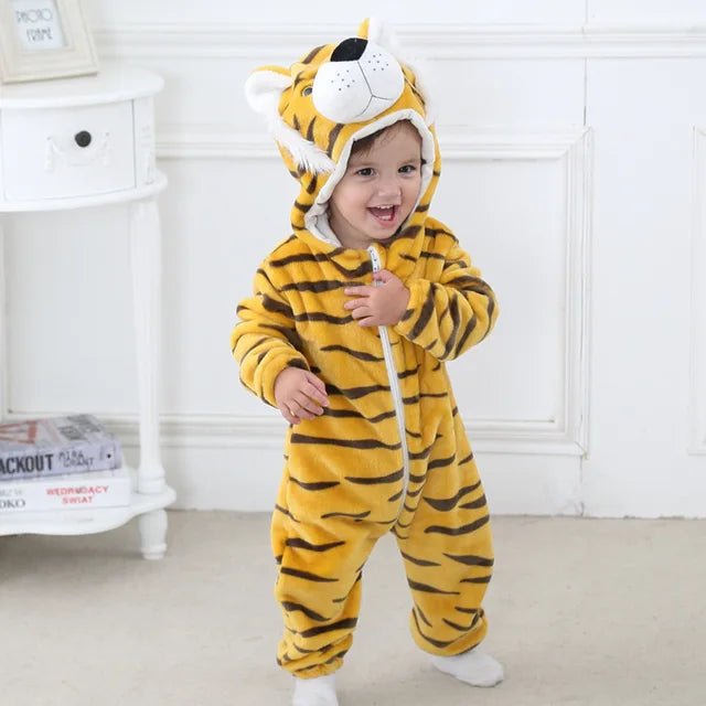 Cute Animals Baby Onesies - SnugglePals-Tiger-0-6 months-Nora Luxe
