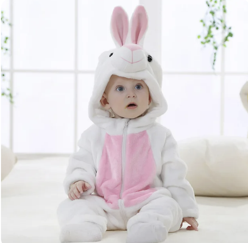 Cute Animals Baby Onesies - SnugglePals-White Rabbit-0-6 months-Nora Luxe