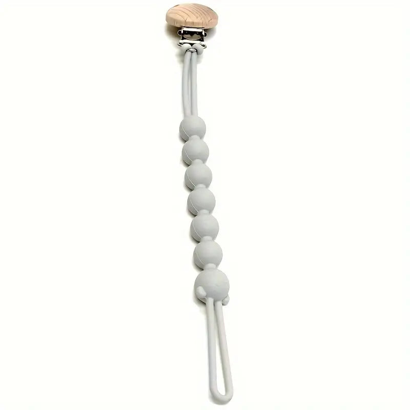 Cute Bear Pacifier Chain - TeddyClip-Light Gray-Nora Luxe