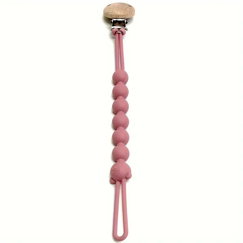 Cute Bear Pacifier Chain - TeddyClip-Old Pink-Nora Luxe