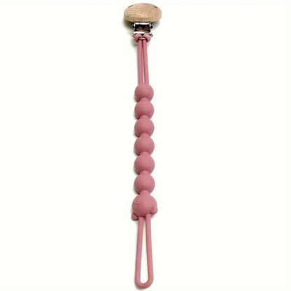 Cute Bear Pacifier Chain - TeddyClip-Old Pink-Nora Luxe