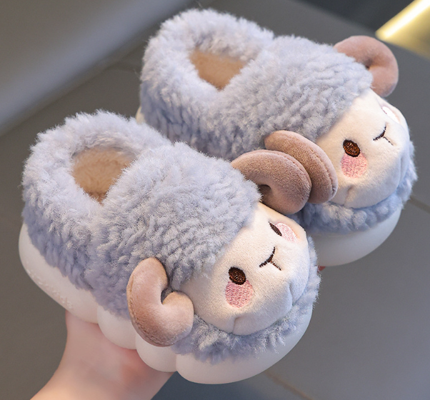 Cute Fluffy Children's Slippers - FluffySteps-Light Blue-5.5-6.5-Nora Luxe