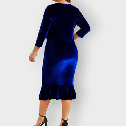 Elegant Velvet Flared Midi Dress