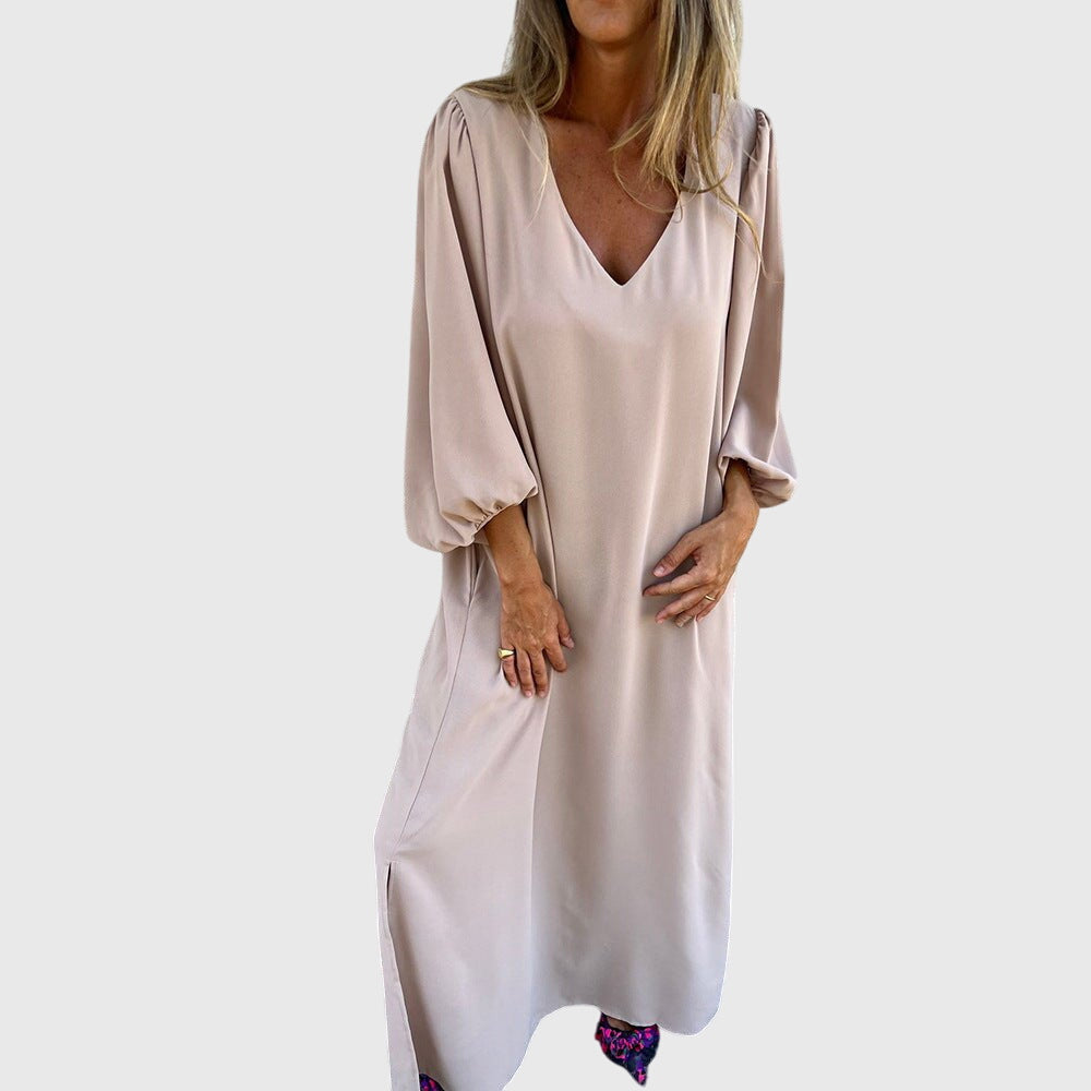 Flowy Maxi Dress With Side Pockets - Olytrend