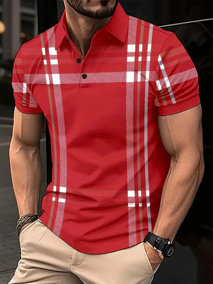 Slim Fit Mens Short Sleeve Checked Polo Shirt - Nocini