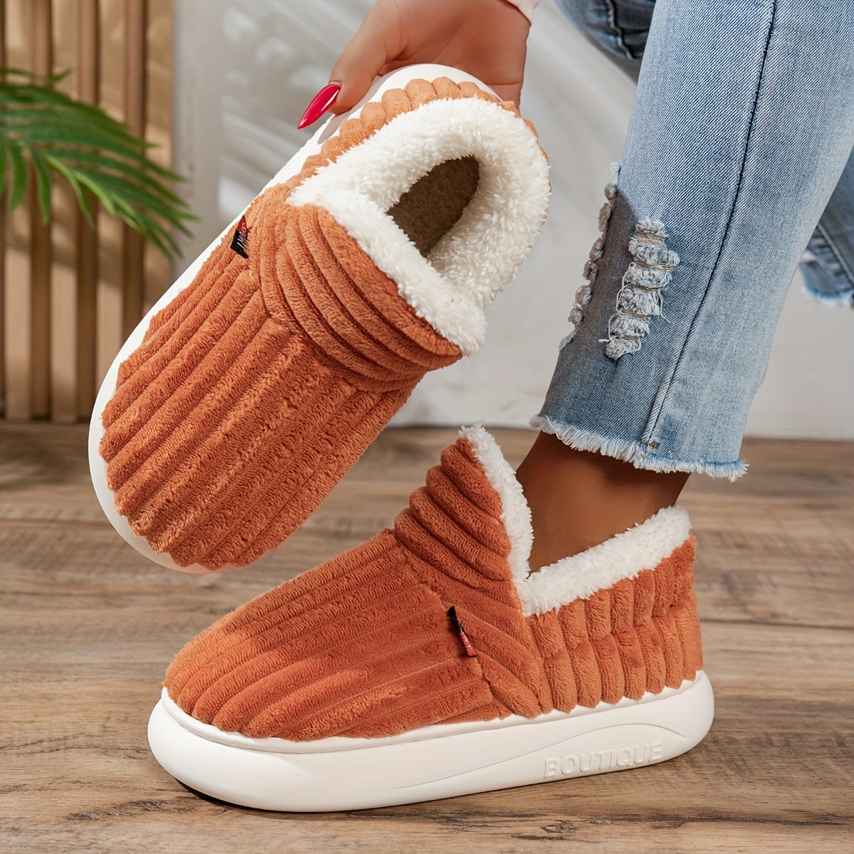 Warm Cozy Women's Slipper Shoes with Grip Soles