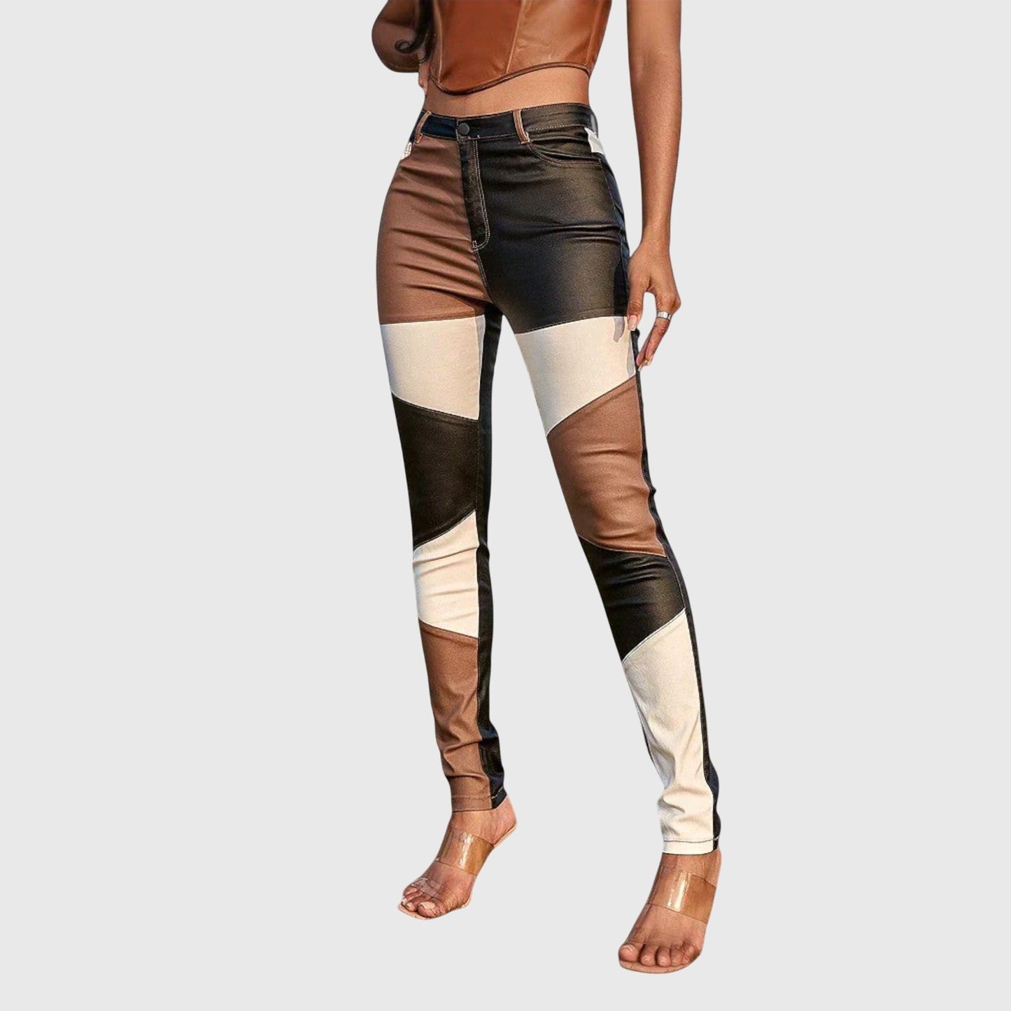 Colorful Block Print Leggings Pants - Olytrend
