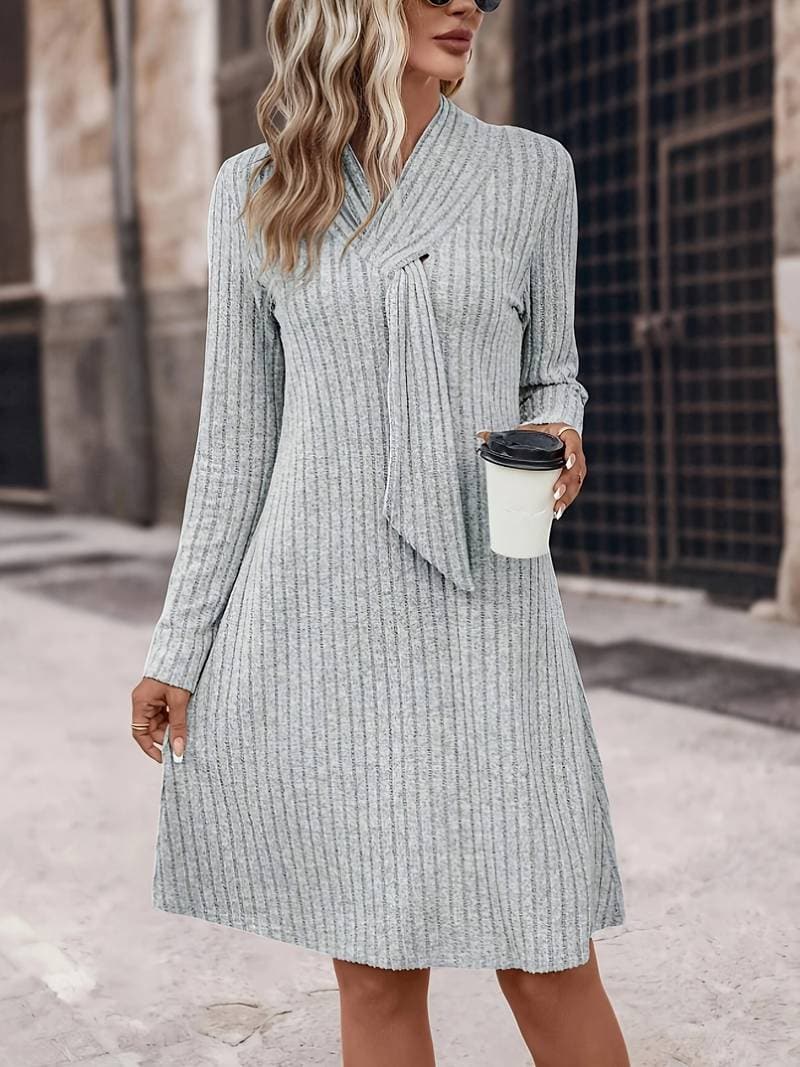 Soft V-Neck Knit Dress for Women