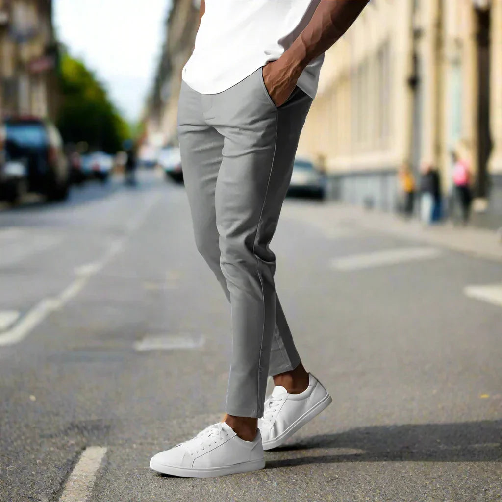 Slim Fit Men's Flat Front Trousers