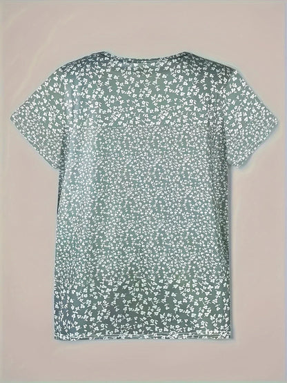 Relaxed Fit V Neck Short Sleeve Women's Top