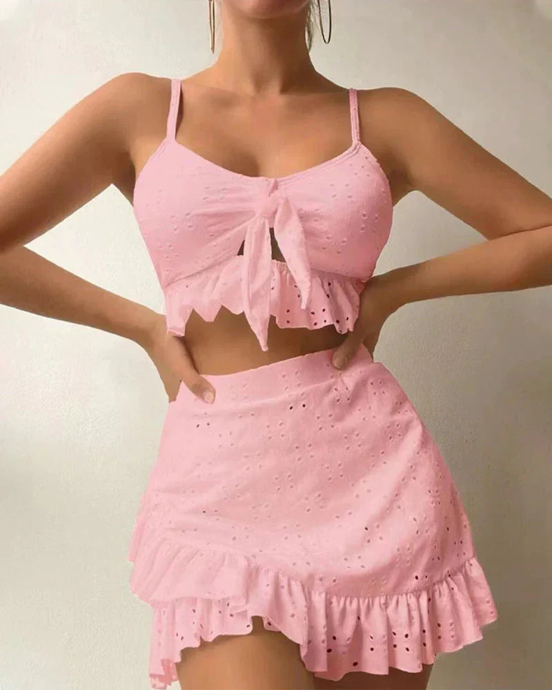 Comfortable High Waisted Bikini Set with Skirt