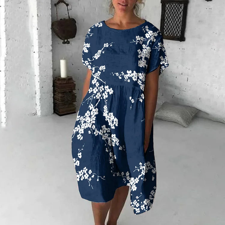 Comfortable Casual Floral Short Sleeve Dress - Nocini