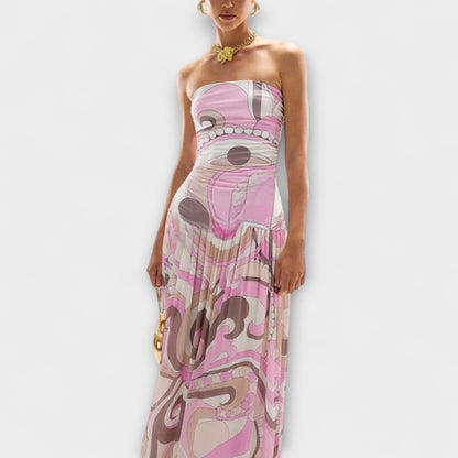 Soft Floral Long Evening Dress for Women