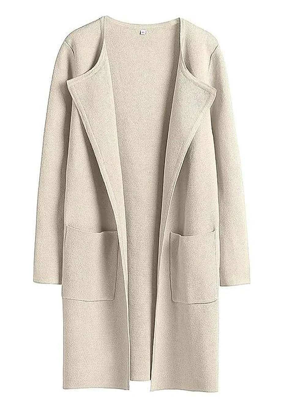 Casual Knee Length Women's Coat with Wide Lapels