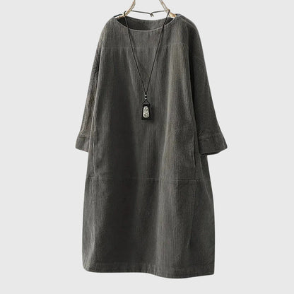 Casual Button Front Corduroy Dress