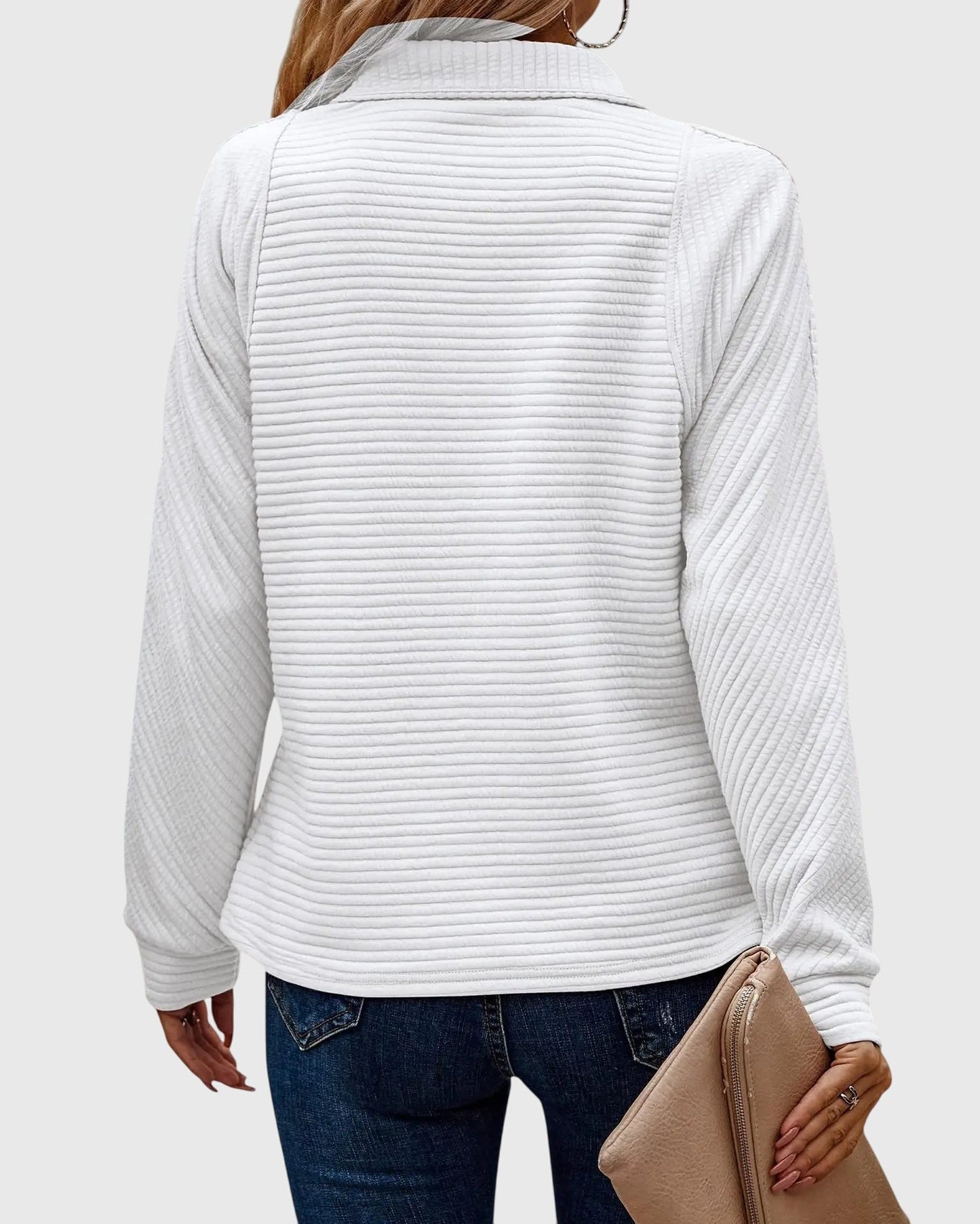 Classic Crew Neck Zip Up Sweater