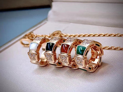 Luxury Rose Gold Green Agate Pendant Necklace