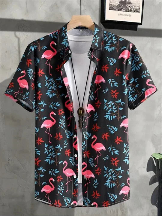 Colorful Floral Hawaiian Shirt Casual Beach Wear