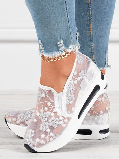 Casual Floral Sneakers for Women - Cushioned Platform Shoes