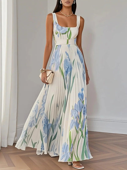 Elegant Floral Floor Length White Dress
