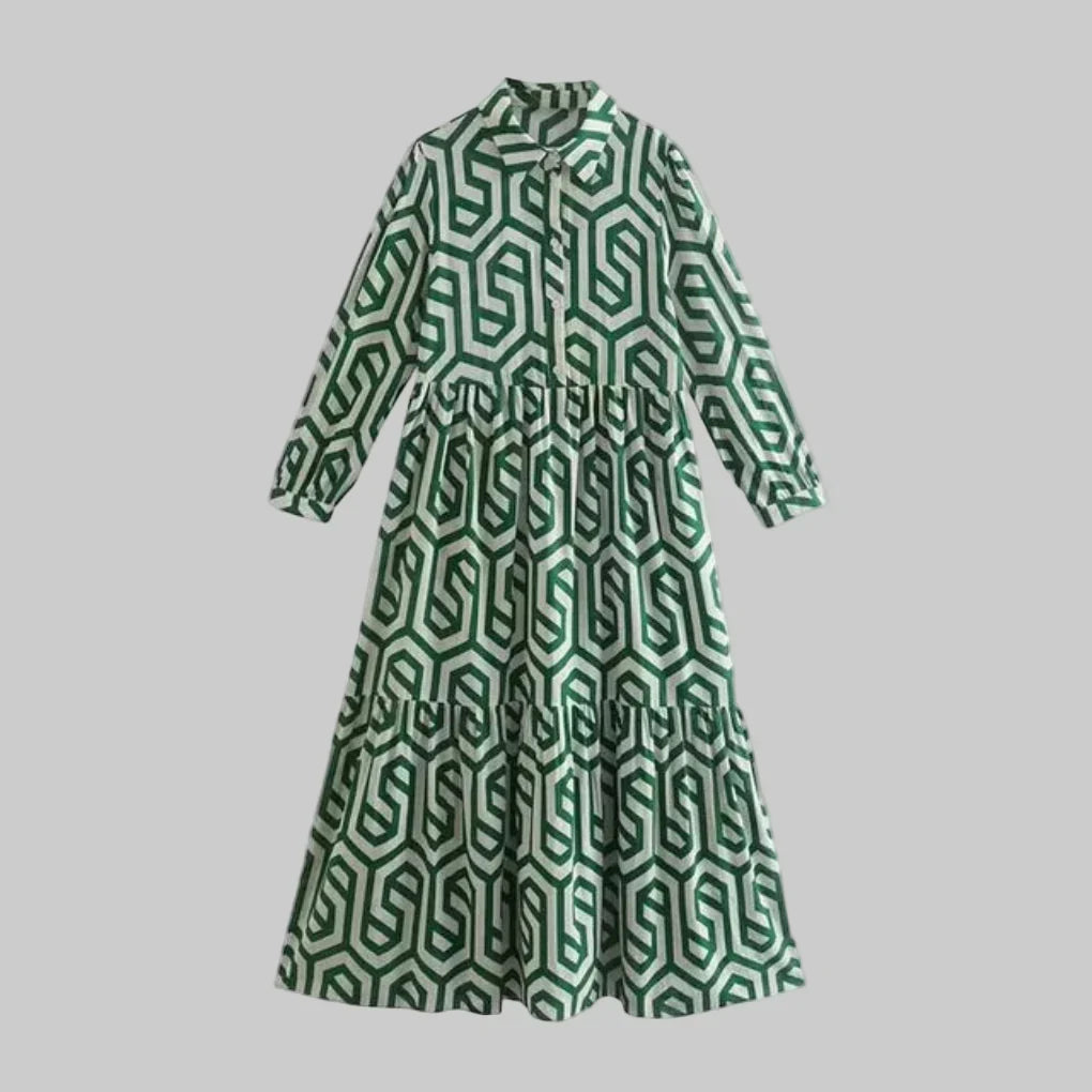 Ladies' Patterned Maxi Dress - Olytrend