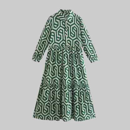Ladies Graphic Print Maxi Dress - Olytrend
