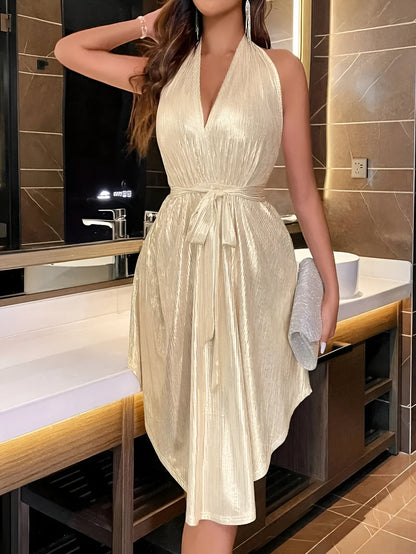 Sleeveless V Neck Mini Dress for Women