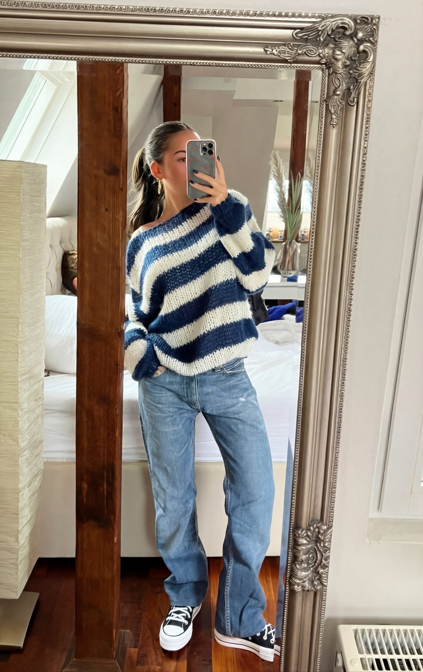 Women's Slouchy Cable Knit Long Sleeve Sweater