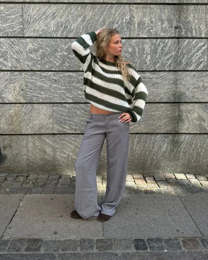 Women's Slouchy Cable Knit Long Sleeve Sweater