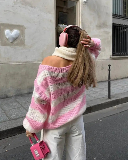 Women's Slouchy Cable Knit Long Sleeve Sweater