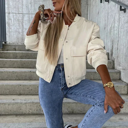 Women's Classic Zip Front Bomber Coat - Nocini