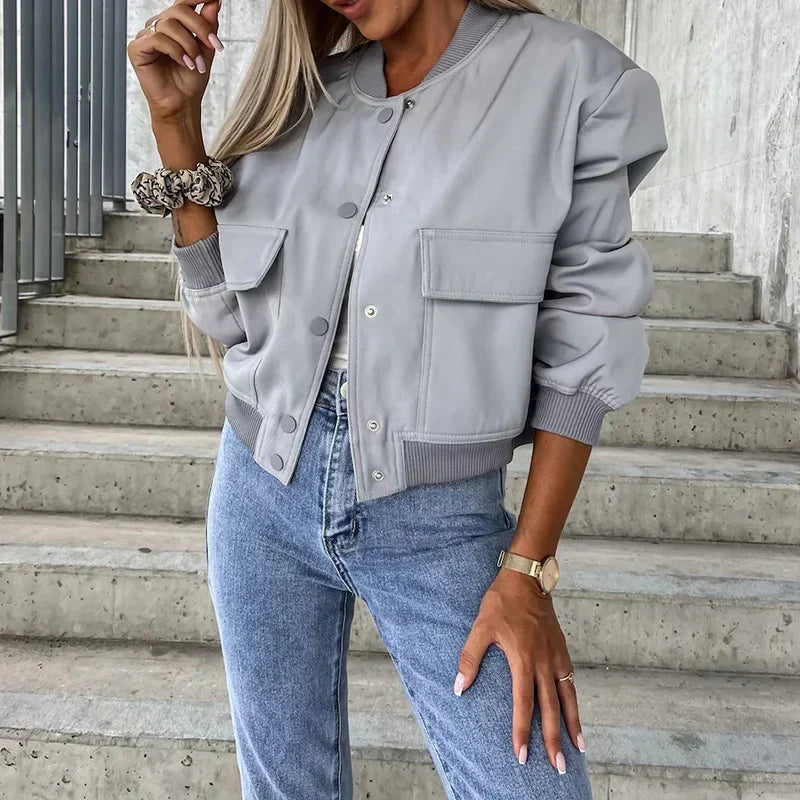 Women's Classic Zip Front Bomber Coat