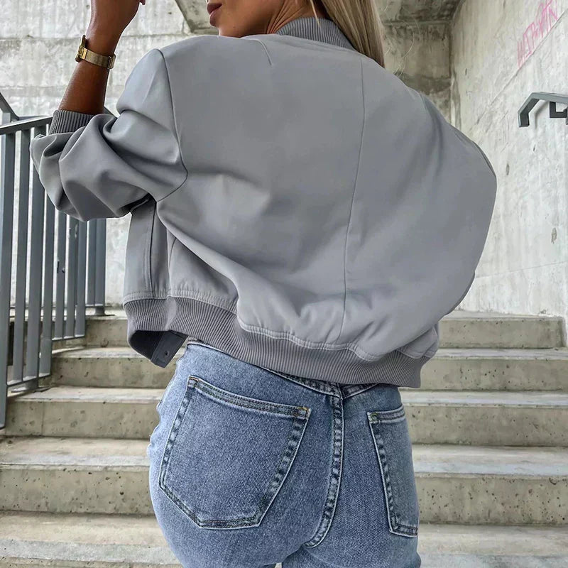 Women's Classic Zip Front Bomber Coat
