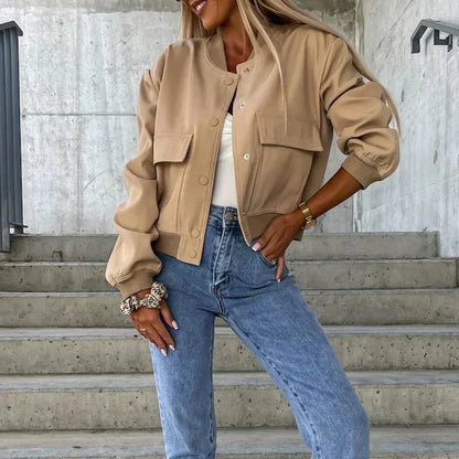 Women's Classic Zip Front Bomber Coat