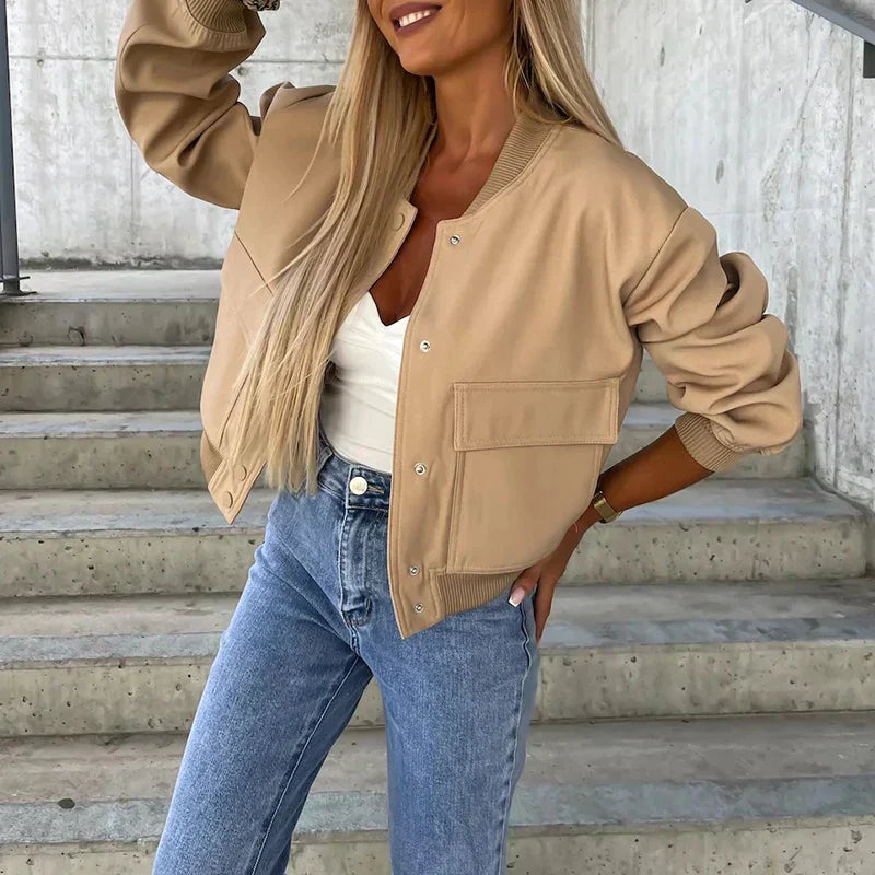 Women's Classic Zip Front Bomber Coat