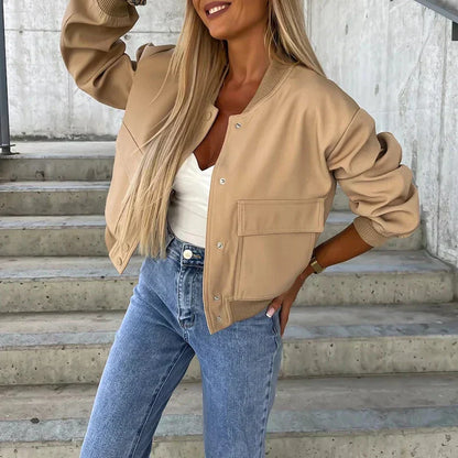 Women's Classic Zip Front Bomber Coat