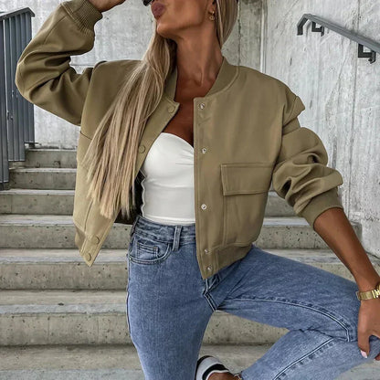 Women's Classic Zip Front Bomber Coat