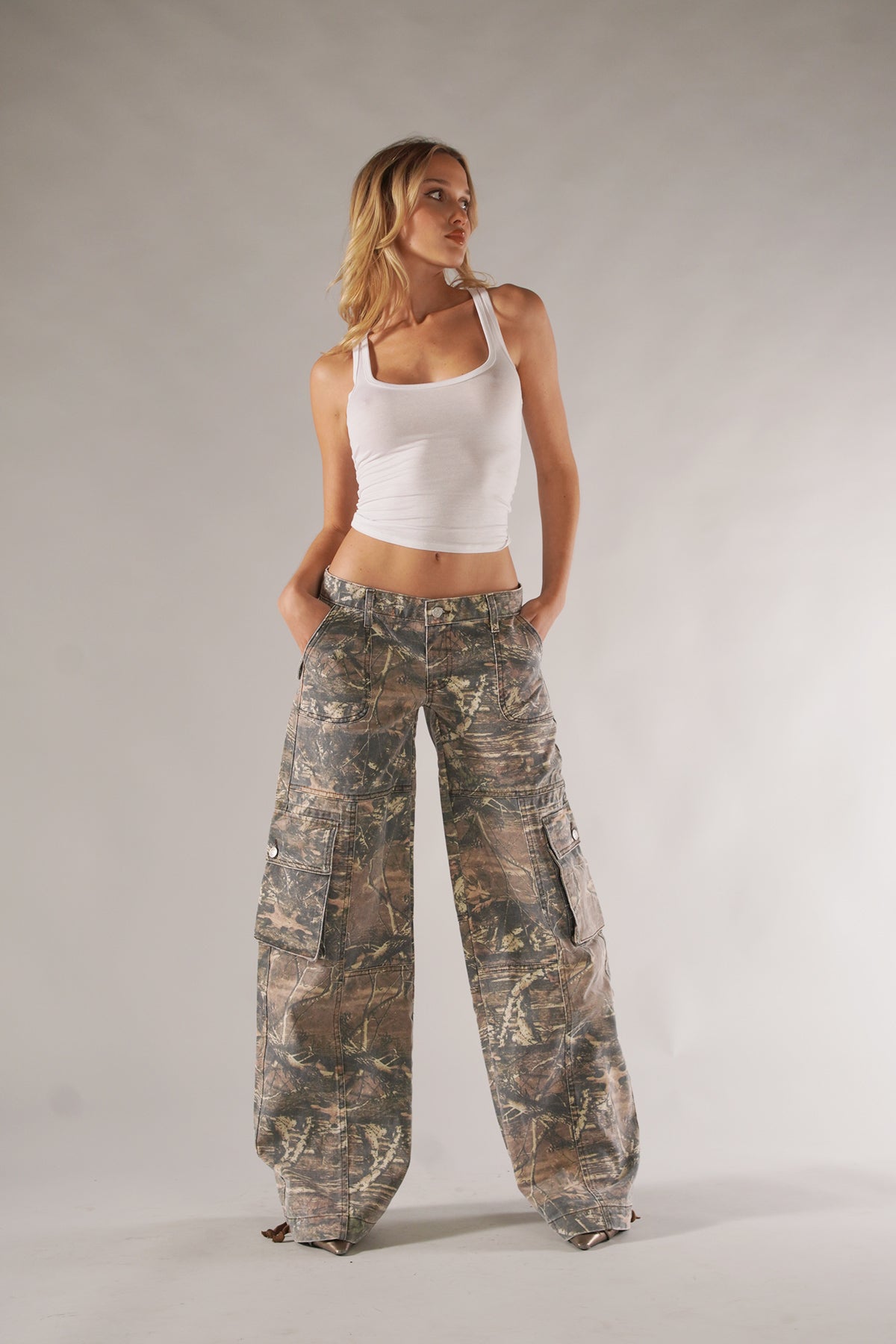 Tactical Camo Women's Cargo Pants with Side Pockets