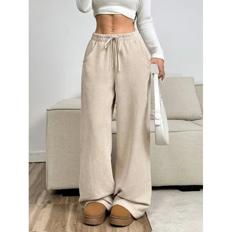 Comfy High Waisted Wide Leg Corduroy Pants - Nocini