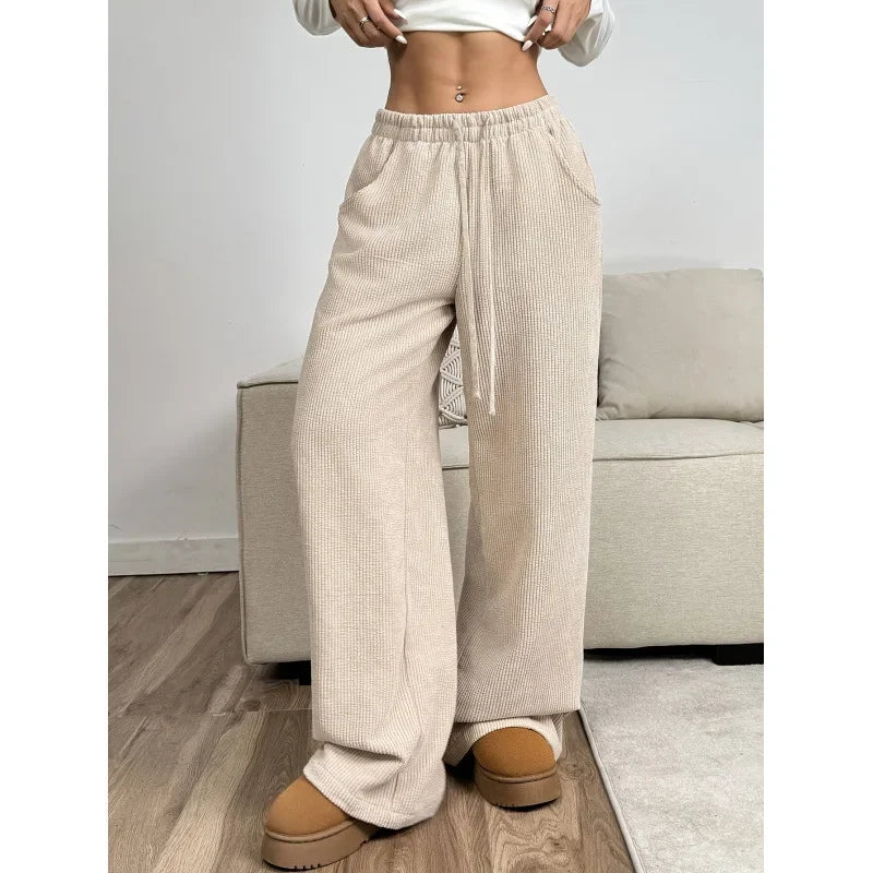 Comfy High Waisted Wide Leg Corduroy Pants
