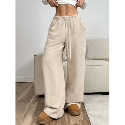 Comfy High Waisted Wide Leg Corduroy Pants