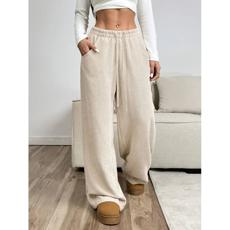 Comfy High Waisted Wide Leg Corduroy Pants