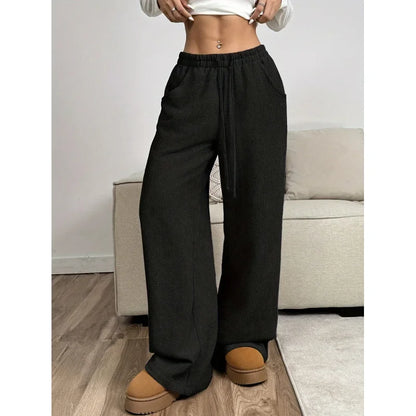 Comfy High Waisted Wide Leg Corduroy Pants