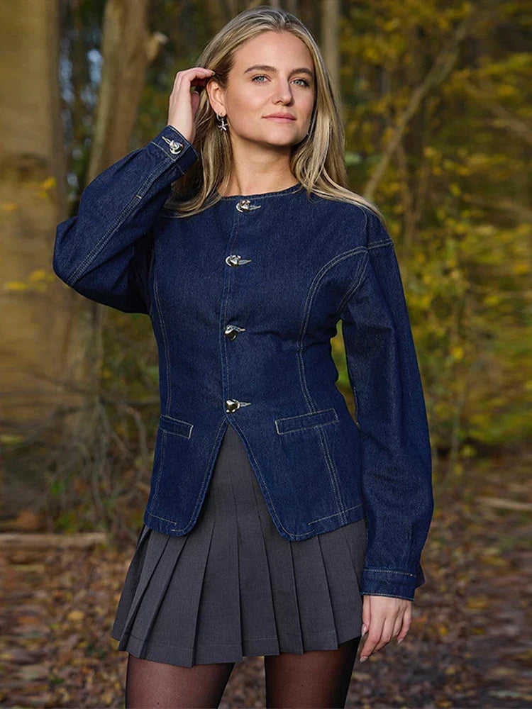 Ladies' Jeans Suit with Coat and Loose Fit Trousers