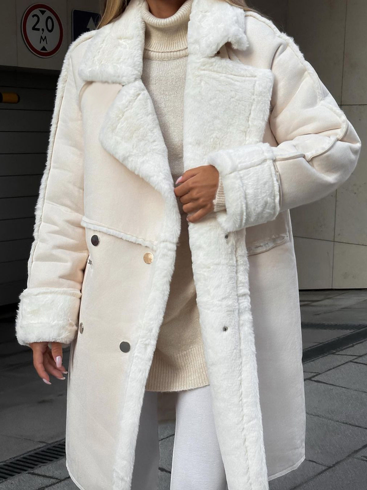Classic Fit Ladies Tailored Overcoat with Lapel Collar